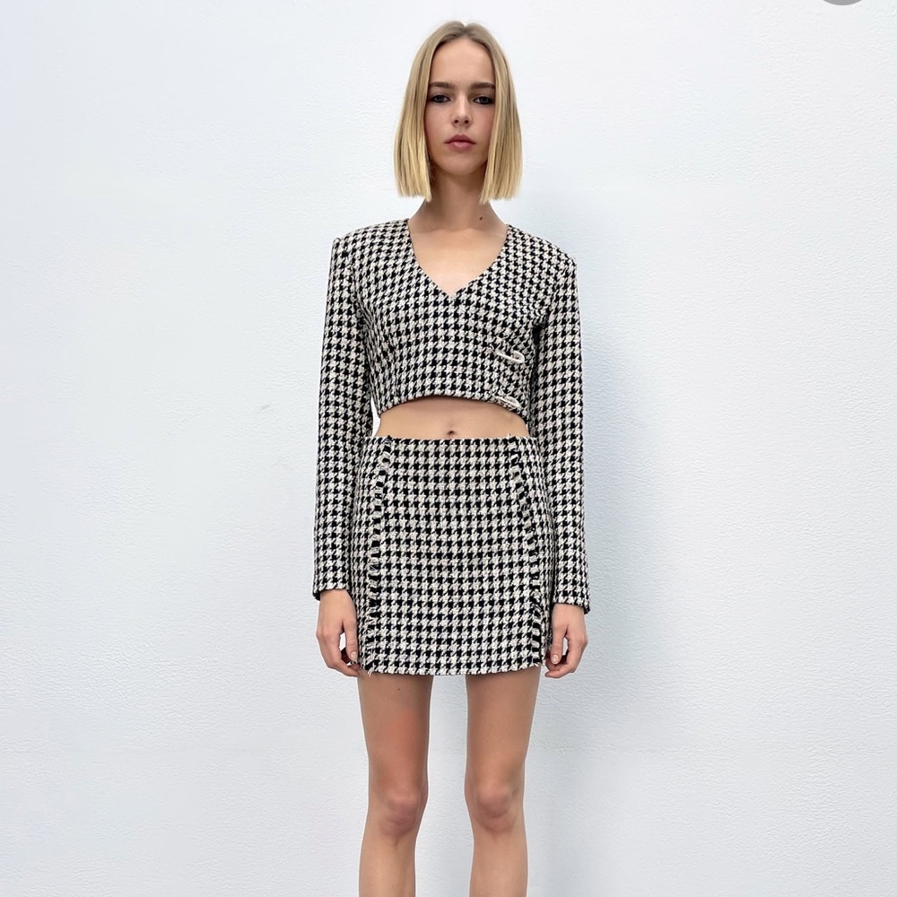 ZARA Houndstooth Top